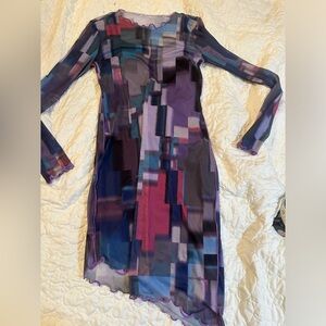 Y2K inspired Forever 21 mesh asymmetrical dress